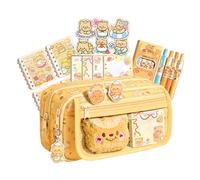 Genérico Bear Themed Large Capacity Stationery Organizer - Pen Pouch with Compartments,for Students Classroom Home Study Travel Birthday Christmas Back To School Season