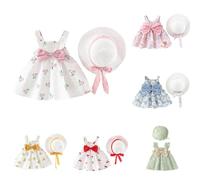 Genérico Bébé Filles Robe Petite Fille ete Sans Manches Col Rond Fleurs Florales Princesse Robes Chapeau Décontracté Set pour Tout-Petits Bébé Enfants Filles 1-3 ANS Robes bébé fille