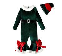 Genérico Bebe Niña Disfraz Conjunto Navidad Cosplay Mi Primera Navidad Conjunto 3 PC Set con Ropa Pantalones Diadema Sombrero, Niñas 1-6 Años