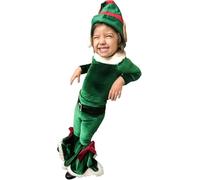 Genérico Bebe Niña Disfraz de Elfo Conjunto Navidad Cosplay Mi Primera Navidad Conjunto 3 PC Set con Ropa Pantalones Diadema Sombrero, para Niñas 1-9 Años