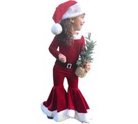 Genérico Bebe Niña Disfraz de Elfo Conjunto Navidad Cosplay Mi Primera Navidad Conjunto 3 PC Set con Ropa Pantalones Diadema Sombrero, para Niñas 1-9 Años
