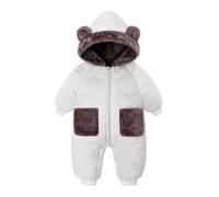 Genérico Bebé Niños Traje de Nieve Invierno Abrigo Recién Nacido Grueso Cremallera Mono Bebé Cortaviento con Capucha Polar Ropa de Abrigo, 6-36 Meses (1-B-White, 2-3 Years)