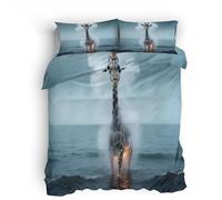 Genérico Bedding Jirafa, Juego de Funda Edredon Animal Lindo 135x200cm Microfibra Suave y Transpirable con Cremallera Oculta y Estampado Doble Cara 1 Copripiumino e 2 Federe 50x75cm * 2