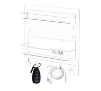 Genérico Bedside Floating Shelf, Wall Stick On Rack Living Room, 9.45x9.06x2.13 Inches Aesthetic Barrier & Lightweight, Mount Organizer for Bedroom Accessories, with Hooks and Cable Clips