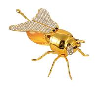 Genérico Bee Shaped Honey Jar With Spoon | Metal + Glass, 15.8x10.6x7.8cm, 280g | Rhinestone Sugar Bowl For Syrup, Salt & Spices | Decorative Kitchen Storage