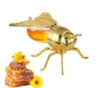 Genérico Bee Shaped Honey Jar With Spoon | Metal + Glass, 15.8x10.6x7.8cm, 280g | Rhinestone Sugar Bowl For Syrup, Salt & Spices | Decorative Kitchen Storage