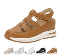 Genérico Beelovy Orthopedic Sandals for Women-Soft Adjustable Plus Size Hollow-Out Casual Sandals - Hook & Loop, Comfort Fit (Brown,38)