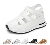 Genérico Beelovy Orthopedic Sandals for Women-Soft Adjustable Plus Size Hollow-Out Casual Sandals - Hook & Loop, Comfort Fit (Whie,41)