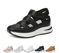 Genérico Beelovy Orthopedic Sandals for Women-Soft Adjustable Plus Size Hollow-Out Casual Sandals - Hook & Loop, Comfort Fit (Black,41)