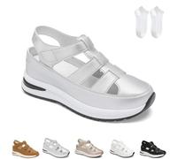 Genérico Beelovy Orthopedic Sandals for Women, Women’s Soft Adjustable Sandals-Hook & Loop, Adjustable for Wide & Narrow Feet (Silver,42)