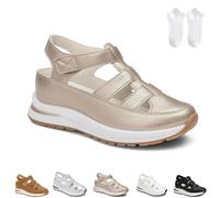 Genérico Beelovy Orthopedic Sandals for Women, Women’s Soft Adjustable Sandals-Hook & Loop, Adjustable for Wide & Narrow Feet (gold,37)
