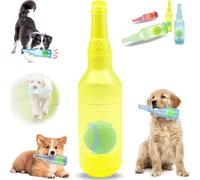 Genérico Beer Bottle with Tennis Ball Dog Chew Toy, Rubber Bottle Cute Squeaky Dog Toys Bottle,Interactive Bottle Toys for Dogs with Ball, for Play and Training (Yellow, Grande)