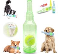 Genérico Beer Bottle with Tennis Ball Dog Chew Toy, Rubber Bottle Cute Squeaky Dog Toys Bottle,Interactive Bottle Toys for Dogs with Ball, for Play and Training (Green, pequeño)