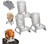 Genérico Beer Can Chicken Stand Chair, Beer Can Chicken Stand Chair for Grill, 304 Stainless Stee Chair-style beer can chicken stand with can opening, for grilling, smoking and outdoor ovens (3Pcs)