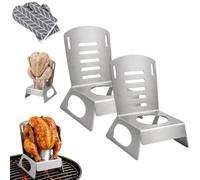 Genérico Beer Can Chicken Stand Chair, Beer Can Chicken Stand Chair for Grill, 304 Stainless Stee Chair-style beer can chicken stand with can opening, for grilling, smoking and outdoor ovens (2Pcs)
