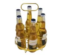 Genérico Beer Holder, Golden Wine Holder, 6-Bottle Soda Storage Rack, Elegant Beverage Organizer, 8.66x8.66x11.81 Inches Stylish Display Stand, Portable Drink Carrier for Bars and Parties