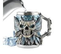 Genérico Beer Mug - Skull Stainless Steel Insert Resin Beer Coffee Mug | Reusable Drinkware Water Container 17 Oz For Daily Studio Restaurants Road Trip Friends Birthday Thanksgiving
