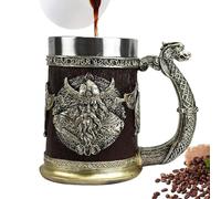 Genérico Beer Mug - Stainless Steel, Beer Mugs, Rugged Durability | Cup Coffee Mug, Beers Tankard For Men,Cup Stein ForGothic Decor, Norse Decor, Wooden Gift