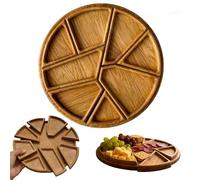 Genérico Before Hatched Serving Tray with 8 Removable Compartments - Wooden Snack & Appetizer Platter for Fruits, Nuts, Candy & Charcuterie, Round Sectional Board for Parties & Home Decor (25cm)