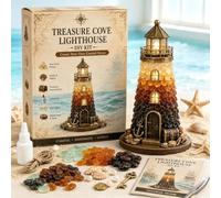 Genérico Beginner-Friendly DIY Lighted Sea Glass-Style Lighthouse Kit Collection,DIY Lighted Lighthouse Craft Kit with Pieces Pearls, Handmade Ocean Beach Home Decor Gift for Craft Lovers