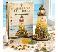 Genérico Beginner-Friendly DIY Lighted Sea Glass-Style Lighthouse Kit Collection,DIY Lighted Lighthouse Craft Kit with Pieces Pearls, Handmade Ocean Beach Home Decor Gift for Craft Lovers