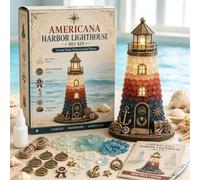 Genérico Beginner-Friendly DIY Lighted Sea Glass-Style Lighthouse Kit Collection,DIY Lighted Lighthouse Craft Kit with Pieces Pearls, Handmade Ocean Beach Home Decor Gift for Craft Lovers