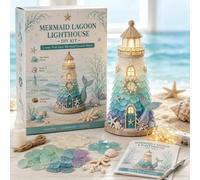 Genérico Beginner-Friendly DIY Lighted Sea Glass-Style Lighthouse Kit Collection,DIY Lighted Lighthouse Craft Kit with Pieces Pearls, Handmade Ocean Beach Home Decor Gift for Craft Lovers