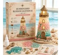 Genérico Beginner-Friendly DIY Lighted Sea Glass-Style Lighthouse Kit Collection,DIY Lighted Lighthouse Craft Kit with Pieces Pearls, Handmade Ocean Beach Home Decor Gift for Craft Lovers