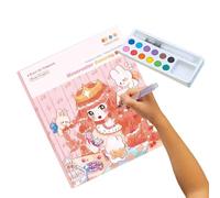 Genérico Beginner Watercolor Book - Interactive Cartoon Painting Set, Portable Doodle Notebook With Paints And Coloring Tools, Hands-On Art Learning Kit | Kids 3+ Multifunctional Preschool Craft