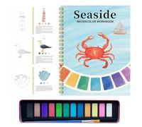 Genérico Beginner Watercolor Journal - Floral Plant Painting Workbook Set with 12 Pigments | Art Exercise Book for Children Students, Classroom Learning Tool, Travel Drawing Practice, Party Craft