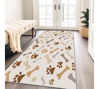Genérico Beige Alfombra de Cocina Antideslizante Lavable y Absorbente Lindas Patas De Perro Huesos Alfombra de Pelo Corto para Entrada de Dormitorio lavandería y Pasillo 60 x 120 cm