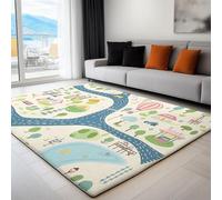 Genérico Beige Alfombra Lavable a máquina 160 x 230 cm, Mapa De La Ciudad Dibujado A ManoAlfombra Antideslizante Resistente a Las Manchas, para salón, Dormitorio, Oficina y decoración del hoga