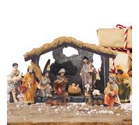 Genérico Belén De Navidad con Figuras, Figuras Belen Navidad Resina, Nacimiento Belen Navidad, Adornos De Resina para Navidad, Jardín Religioso Católico, Decoración del Hogar