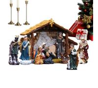 Genérico Belén para Niños 12 Piezas - Decoración de Mesa Sagrada Familia Fabricada en Resina | Figuras de Belén navideño para Mesa, Chimenea, hogar, familias católicas e Iglesia