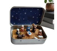 Genérico Belen,Sagrada Familia Jesús Mini | Juego De Nacimiento Navideño En Caja De Lata | para Cristiano Repisa De Chimenea Sala De Estar Oficina Casa De Campo Fiesta De