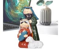 Generico Belenes de mesa - Exposición de la Sagrada Familia, juego de figuras de Navidad, resina detallada, decoración religiosa tradicional | Decoración de mesa para chimenea