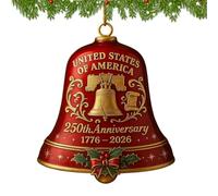 Genérico Bell 1776-2026 - Campana de Artesanal para el 250 Aniversario de los Estados Unidos, decoración patriótica Duradera para la Valla de Navidad del Patio de la Cerca | de exhibici