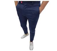 Generico Bellutia Business - Pantalones elegantes de cigarrillo para hombre, antiarrugas, pantalones chinos de algodón Slim Fit en antiarrugas, para fitness, deporte, tiempo libre, turquesa, M