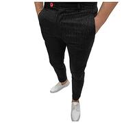 Generico Bellutia Business - Pantalones elegantes de cigarrillo para hombre, antiarrugas, pantalones chinos de algodón Slim Fit en antiarrugas, para fitness, deporte, tiempo libre, Negro , 3XL
