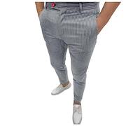 Generico Bellutia Business - Pantalones elegantes de cigarrillo para hombre, antiarrugas, pantalones chinos de algodón Slim Fit en antiarrugas, para fitness, deporte, tiempo libre, gris, XL