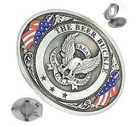 Genérico Belt Buckle Beer Holder For Men - Metal Alloy 10.3x8cm | Vintage Eagle Bull Head American Flag Belt Cup Holder, Hands Free Beverage Clip | Water Bottle Soda Can Holders For Party Outdoor Use