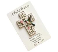 Genérico Bendición de Bolsillo Pájaro Cruz | Recuerdo Cristiano Hecho A Mano,Cruz De Bolsillo Pájaro Con Tarjeta Bíblica,para Oración Devoción Meditación Bautismo Estudio Bíblico Viaje al Aire