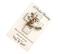 Genérico Bendición de Bolsillo Pájaro Cruz,Recuerdo religioso con tarjeta - Recuerdo Cristiano Bendición Pájaro de Bolsillo,para Oración Devoción Meditación Bautismo Estudio Bíblico Viaje al Aire