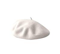 Genérico Beret Boina Negra de Lana for Invierno - Gorro Boina Color Liso for Mujer y niña, Ideal for Primavera otoño(Off White)