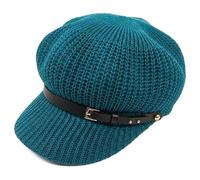 Genérico Beret Hats for Women Mesh Breathable Beach Straw Hat Octagonal Cap Straw Women Summer Thin Newsboy Cap Painter Adju Breathable Crochet Beret Short-Brim (Peacock Blue)