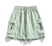Genérico Bermuda Shorts for Women, Knee Length Summer Casual Wide Leg Baggy Drawstring, Hiking Work Cargo Shorts with Pockets, Quick Dry Lightweight Elastic High Waist (Green,XXL)