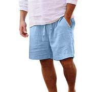 Genérico Bermudas Lino Hombre, Pantalon Corto Lino Hombre Verano Lino Natural Transpirable Y Anti-Arrugas Pantalones Corto con Cuerda De Bombeo Color Sólido Cómodo Shorts De Play con Bolsillos