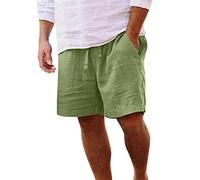 Genérico Bermudas Lino Hombre, Pantalon Corto Lino Hombre Verano Lino Natural Transpirable Y Anti-Arrugas Pantalones Corto con Cuerda De Bombeo Color Sólido Cómodo Shorts De Play con Bolsillos