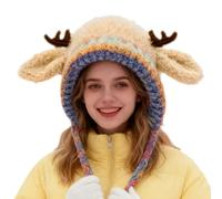 Genérico Berretto Invernale Corna - Cappello Maglia Morbido Caldo Design Festivo Natale Look Soffice Traspirante Comodo Adatto Freddo Passeggiate Avventura Montagna Libero Viaggi Stile Giornali, caqui