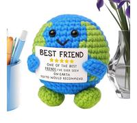 Genérico Best Friends Crochet - Desk Doll Ornament with Card Handmade | Globe Crochet Friendship Figure Decorative Figurine for Birthday, Party Favors, Goodie, Bag Stuffers, Home or Bookshelf Decor